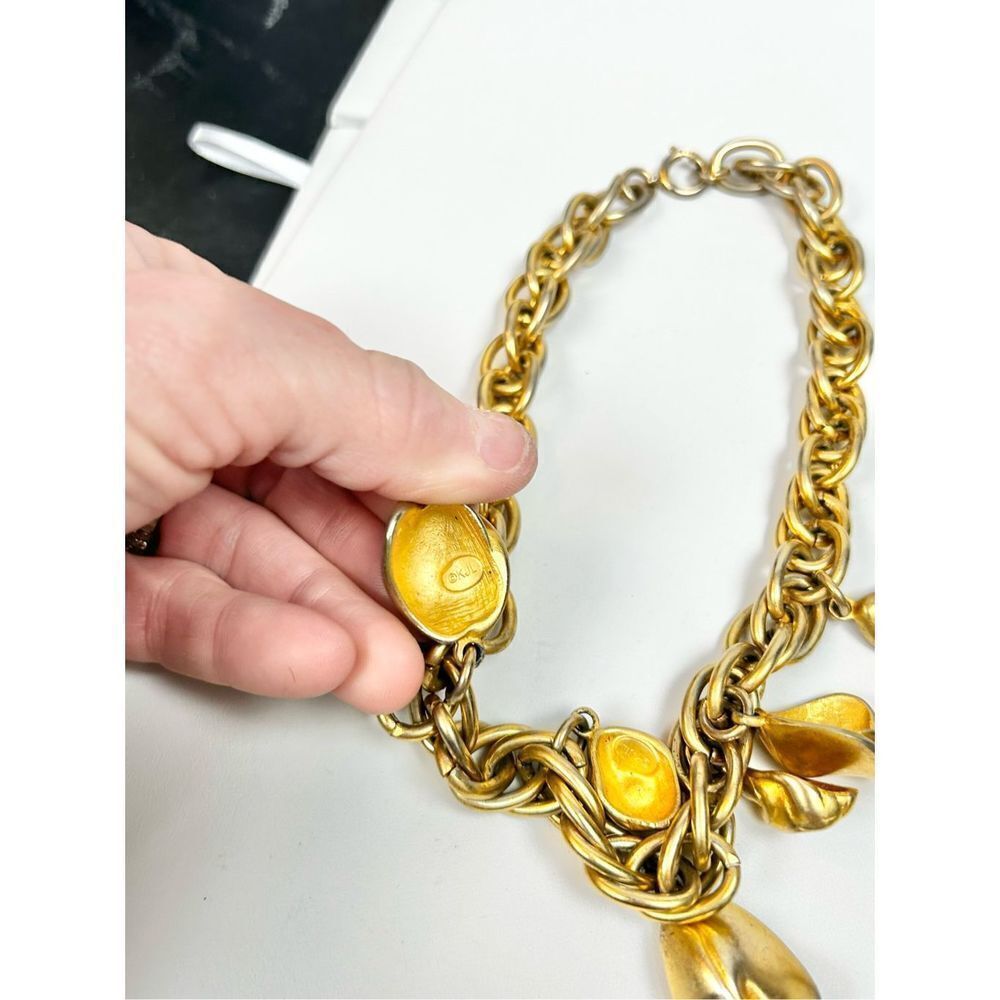 Vtg Kenneth Jay Lane Graduated Gold Chucky Neckla… - image 8